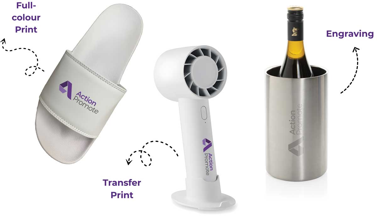 Ways-to-brand A branded Shoe, fan and wine cooler